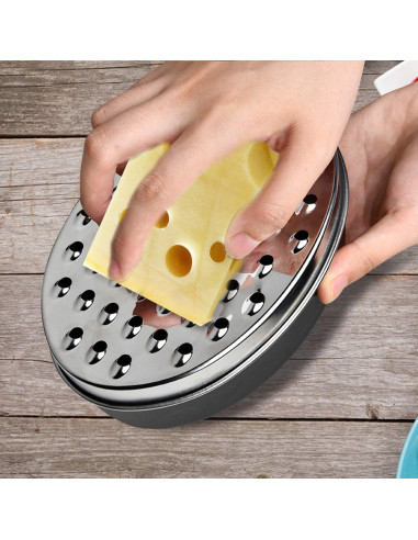 Rallador de Queso Akamino Redondo Negro con Contenedor 2 en 1