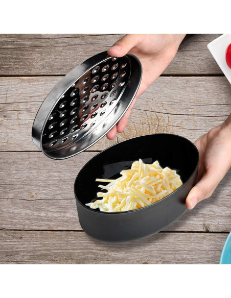 Rallador de Queso Akamino Redondo Negro con Contenedor 2 en 1