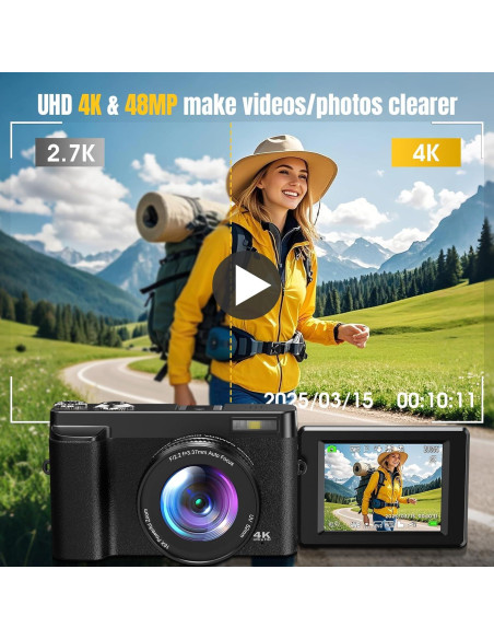 Cámara Digital 4K JGIPL DC101 48MP Zoom 16X Pantalla 3"