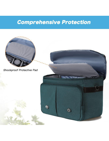 Bolsa de Cámara Cruzada MOSISO de Cuero PU Vintage Verde Teal