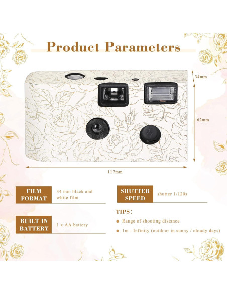 Cámara Desechable Zhengmy 4 Pack con Flash 34mm Blanco y Negro