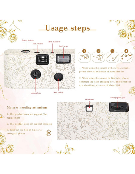 Cámara Desechable Zhengmy 4 Pack con Flash 34mm Blanco y Negro