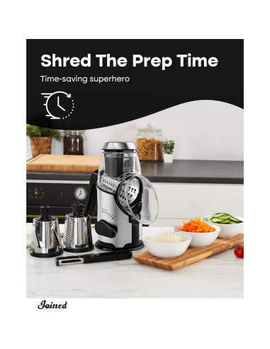 Rallador de Queso Rotativo Unido con Mango y 3 Cuchillas