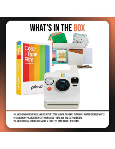 Cámara Instantánea Polaroid Now Gen 3 Autofoco Blanco + Kit Película