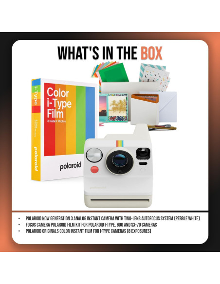 Cámara Instantánea Polaroid Now Gen 3 Autofoco Blanco + Kit Película