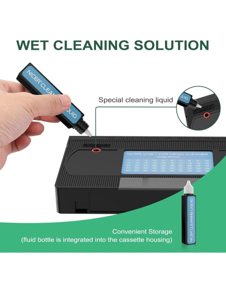 Limpiador de Cabezas de VCR Nicer con Líquido para VHS