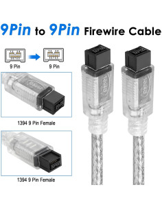 Cable FireWire 800 1.83m WTYIXS 9Pin a 9Pin para PC y Videocámara 2