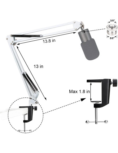 Brazo de Soporte para Micrófono Razer Seiren X Blanco con Filtro Antipop