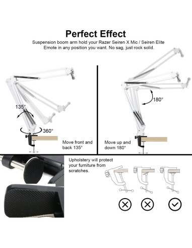 Brazo de Soporte para Micrófono Razer Seiren X Blanco con Filtro Antipop