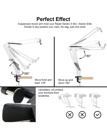 Brazo de Soporte para Micrófono Razer Seiren X Blanco con Filtro Antipop