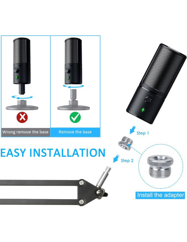 Brazo de Soporte para Micrófono Razer Seiren X Blanco con Filtro Antipop