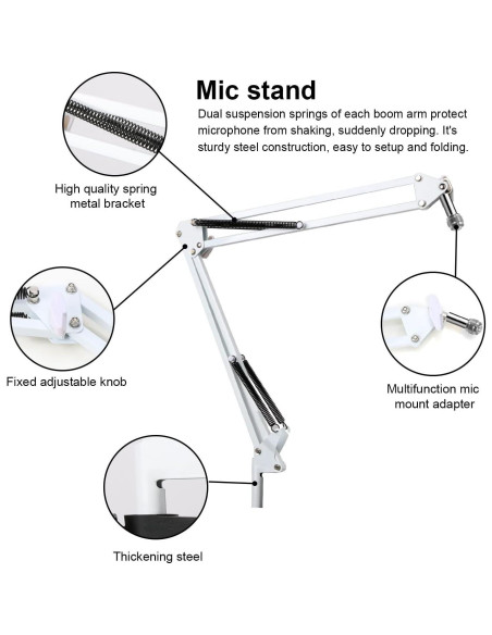 Brazo de Soporte para Micrófono Razer Seiren X Blanco con Filtro Antipop