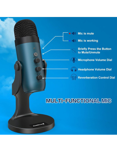 Micrófono USB ZealSound K66T con Filtro Pop y Accesorios