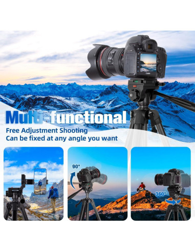 Trípode de Cámara Arsoer 187.96 cm Ligero para DSLR y Teléfono