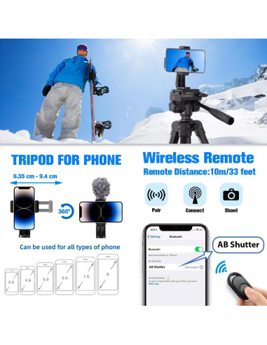 Trípode de Cámara Arsoer 187.96 cm Ligero para DSLR y Teléfono