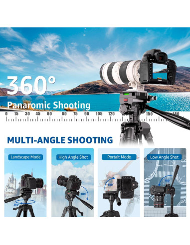 Trípode de Cámara Arsoer 187.96 cm Ligero para DSLR y Teléfono