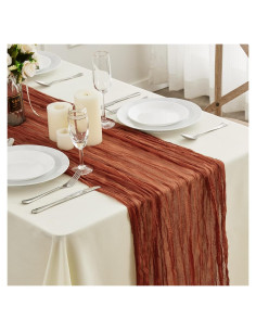 Caminito de Mesa de Gasa de Queso Terracota 35x406 cm
