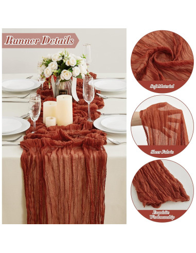 Caminito de Mesa de Gasa de Queso Terracota 35x406 cm