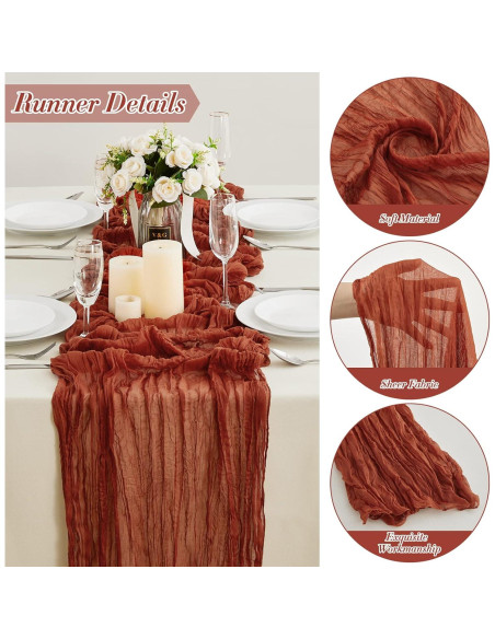 Caminito de Mesa de Gasa de Queso Terracota 35x406 cm