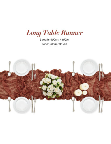 Caminito de Mesa de Gasa de Queso Terracota 35x406 cm