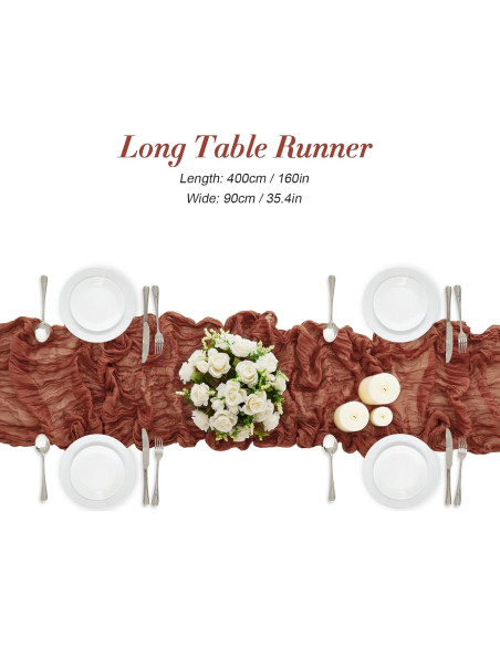 Caminito de Mesa de Gasa de Queso Terracota 35x406 cm