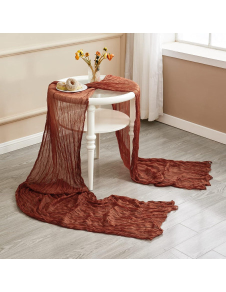 Caminito de Mesa de Gasa de Queso Terracota 35x406 cm