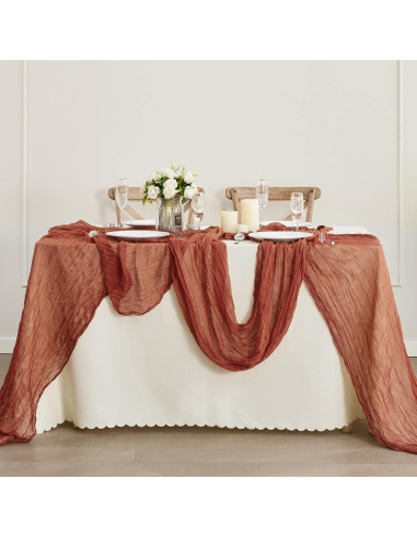 Caminito de Mesa de Gasa de Queso Terracota 35x406 cm