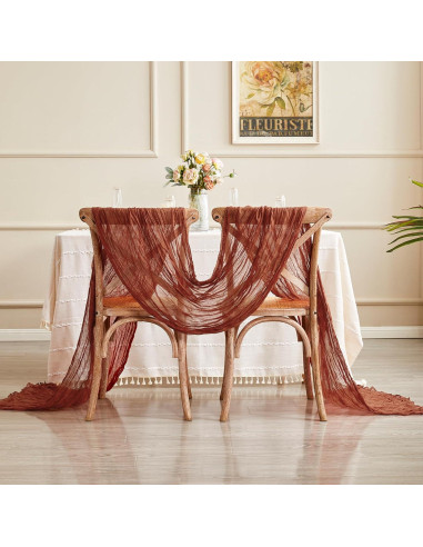 Caminito de Mesa de Gasa de Queso Terracota 35x406 cm