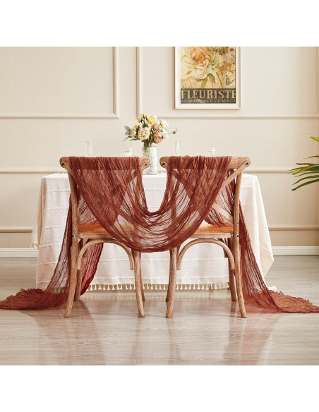 Caminito de Mesa de Gasa de Queso Terracota 35x406 cm