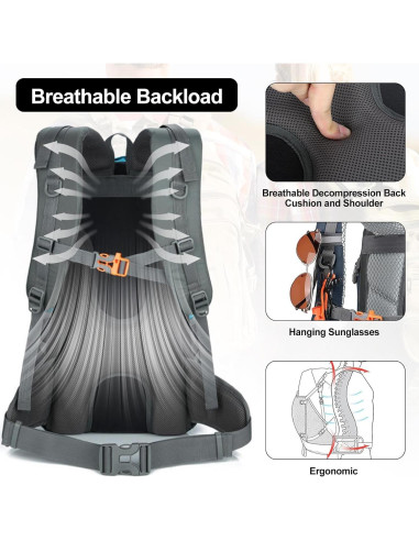 Mochila de Senderismo 30L NPJGKY Impermeable Verde Militar