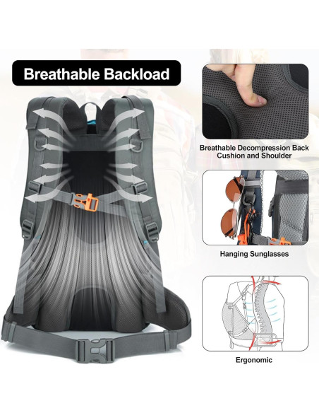 Mochila de Senderismo 30L NPJGKY Impermeable Verde Militar