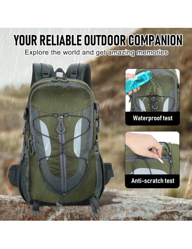 Mochila de Senderismo 30L NPJGKY Impermeable Verde Militar