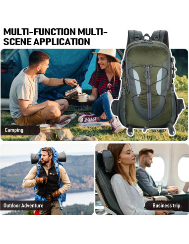 Mochila de Senderismo 30L NPJGKY Impermeable Verde Militar