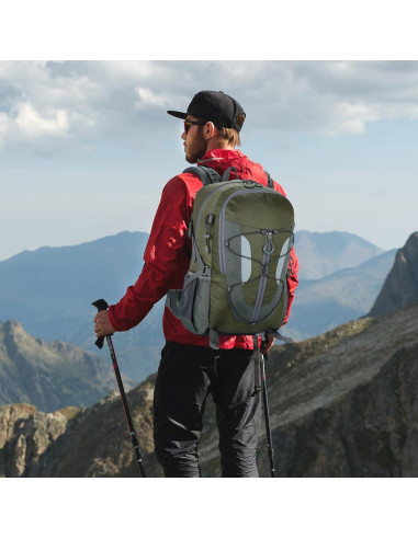 Mochila de Senderismo 30L NPJGKY Impermeable Verde Militar