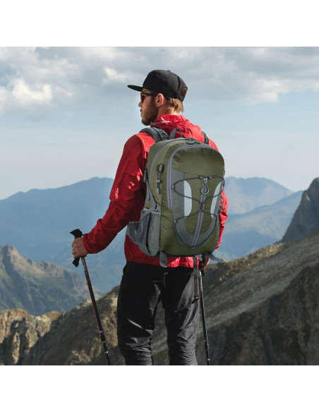 Mochila de Senderismo 30L NPJGKY Impermeable Verde Militar