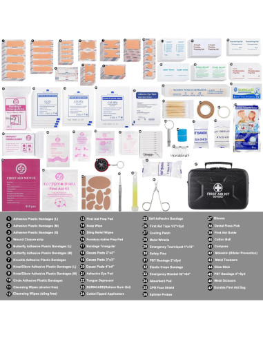 Kit de Primeros Auxilios GEVOKE 410 Piezas Impermeable Negro