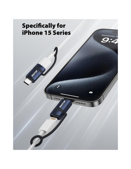 Adaptador Lightning a USB-C BOUTOP 4 Paquetes Carga Rápida 65W