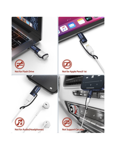 Adaptador Lightning a USB-C BOUTOP 4 Paquetes Carga Rápida 65W