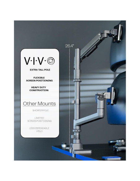 Soporte de Escritorio Doble VIVO STAND-V120K para 2 Monitores 49"