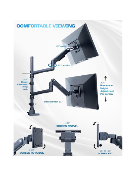 Soporte de Escritorio Doble VIVO STAND-V120K para 2 Monitores 49"