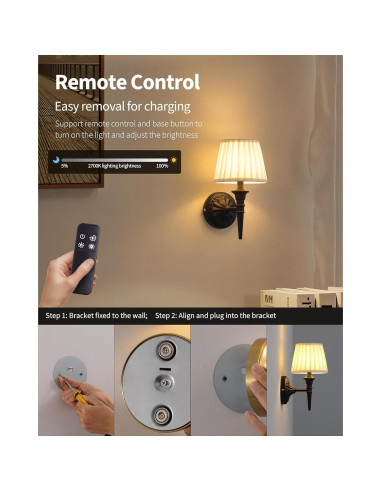 KDG Apliques de Pared Inalámbricos LED 5200mAh Set de 2