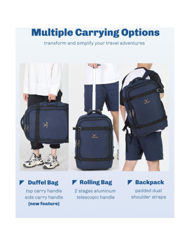 Mochila Rodante Hynes Eagle 42L Aprobada para Vuelo Azul