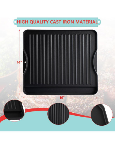 Plancha Reversible Hierro Fundido 40.64x35.56cm WEBROIL