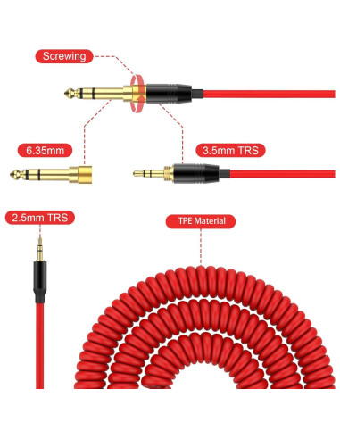 Cable de audio en espiral Hizsoaor 2.5mm a 3.5mm 1.22-4.27m
