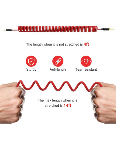 Cable de audio en espiral Hizsoaor 2.5mm a 3.5mm 1.22-4.27m