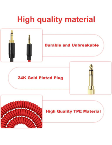 Cable de audio en espiral Hizsoaor 2.5mm a 3.5mm 1.22-4.27m