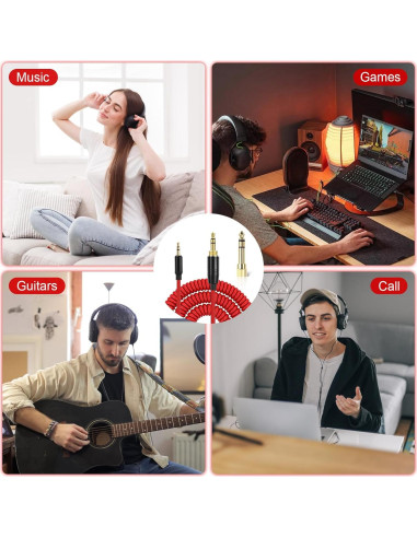 Cable de audio en espiral Hizsoaor 2.5mm a 3.5mm 1.22-4.27m