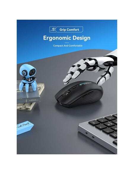 Ratón Inalámbrico RAPIQUE R110 Bluetooth Recargable Negro