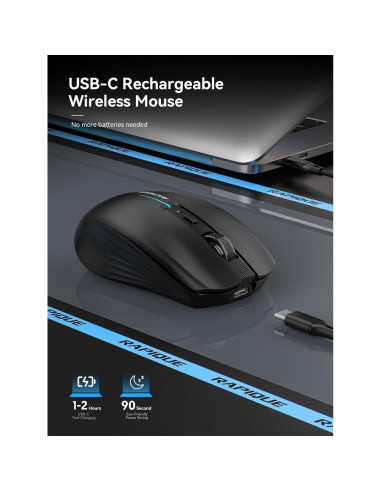 Ratón Inalámbrico RAPIQUE R110 Bluetooth Recargable Negro