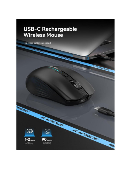 Ratón Inalámbrico RAPIQUE R110 Bluetooth Recargable Negro
